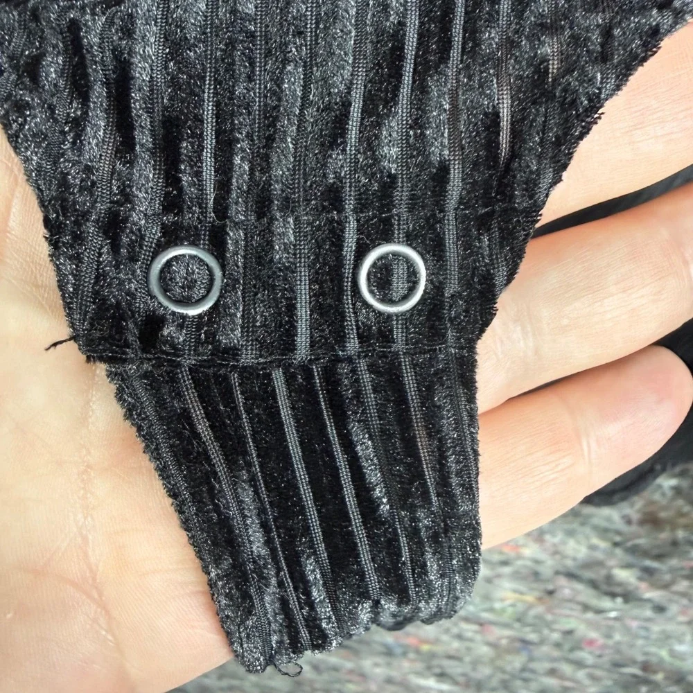 Nine West Bodysuit Women XXL Black Ribbed Velour Mock Neck Long Sleeve - Picture 4 of 9